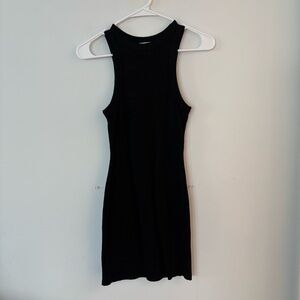 guizio black soft fuzzy knit high neck stretchy bodycon mini dress🖤